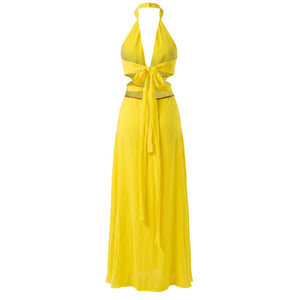 Trussardi Gelbes Damenkleid aus Viskose