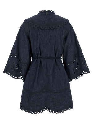 Zimmermann Kurzes blaues Baumwollkleid