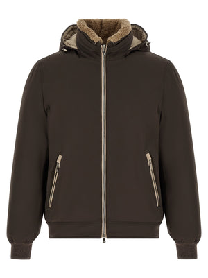 Brunello Cucinelli Braune Polyamid-Jacke in voller Länge