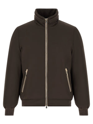 Brunello Cucinelli Braune Polyamid-Jacke in voller Länge