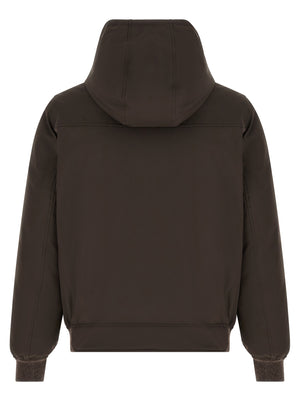 Brunello Cucinelli Braune Polyamid-Jacke in voller Länge
