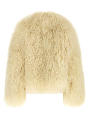 BLANCHA Beige Cashmere Biker Jacket