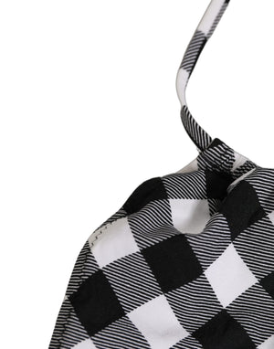 Dolce & Gabbana Schwarz-weißer Bikini-Top mit Neckholder und Karomuster