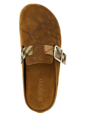 Burberry Braune Leder-Clogs