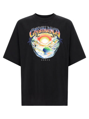 Casablanca Schwarzes Bio-Baumwoll-T-Shirt