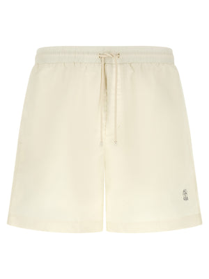 Brunello Cucinelli Elegante weiße Polyester-Badeshorts