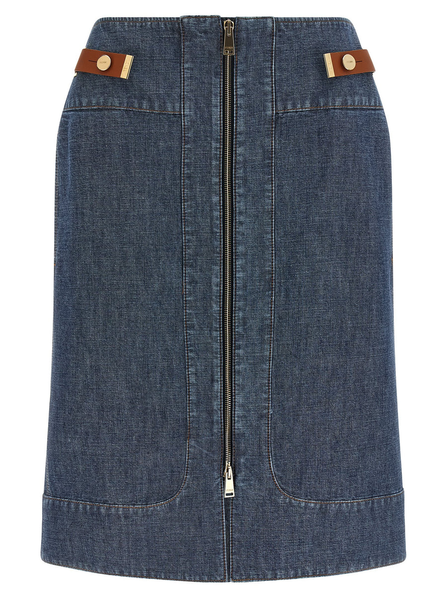 Fendi Blaue Baumwoll-Midirock