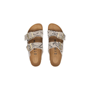 Birkenstock Graue Leder-Sandalen mit flachem Absatz