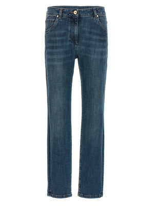 Brunello Cucinelli Blaue Jeans aus Baumwolle im geraden Schnitt