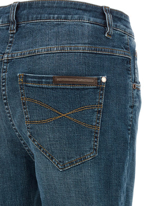 Brunello Cucinelli Blaue Jeans aus Baumwolle im geraden Schnitt