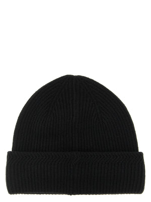 Moncler Schwarze Mütze aus reiner Schurwolle