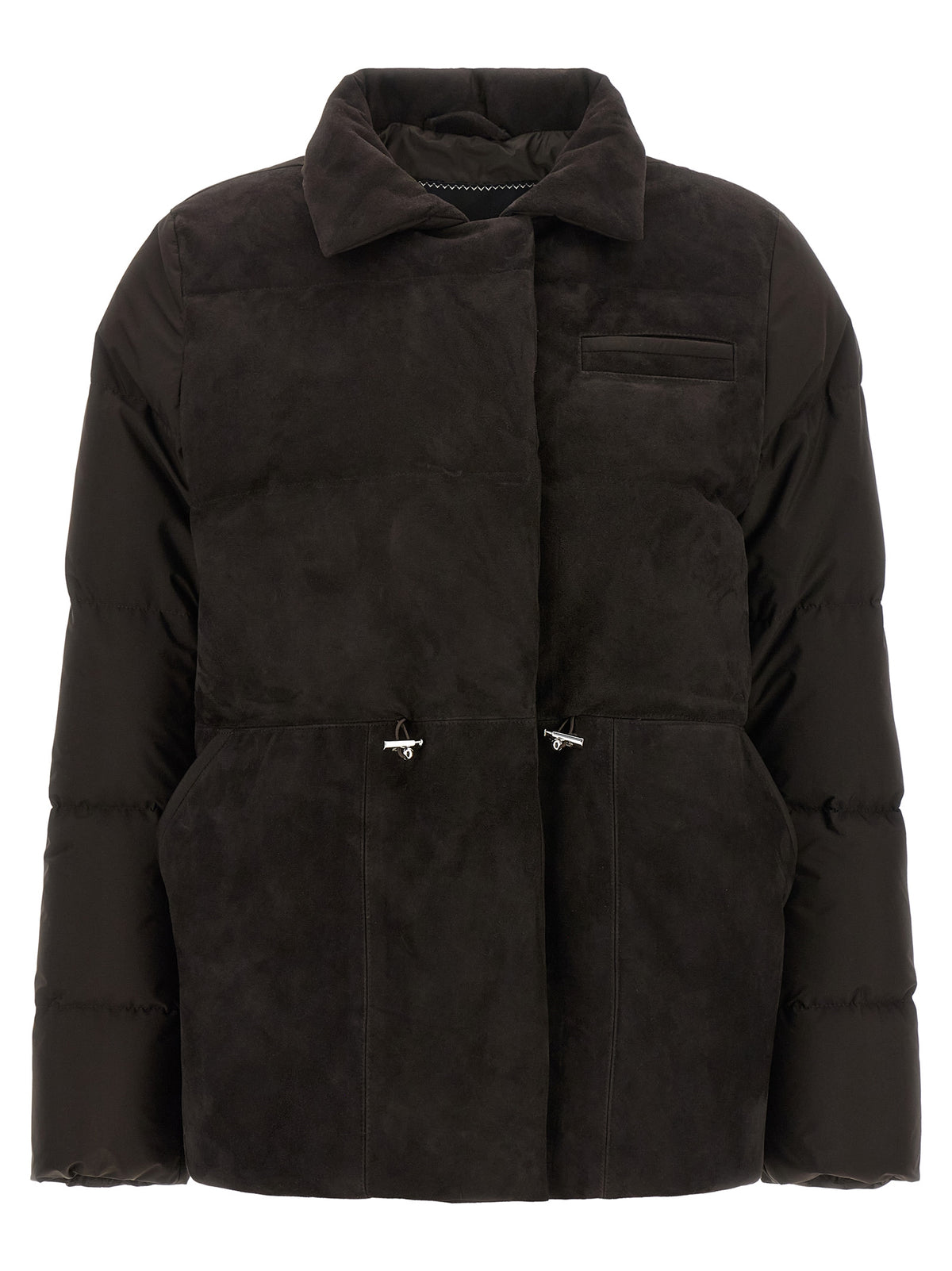 Kiton Braune Polyamid-Jacke in voller Länge