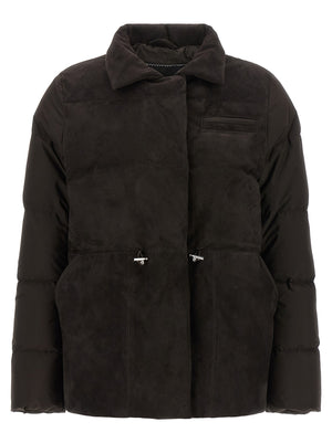 Kiton Braune Polyamid-Jacke in voller Länge