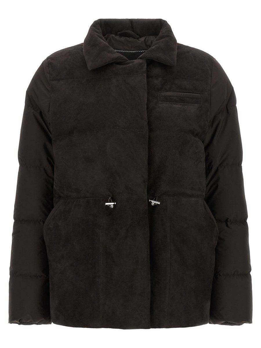 Kiton Braune Polyamid-Jacke in voller Länge