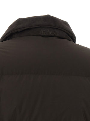 Kiton Braune Polyamid-Jacke in voller Länge