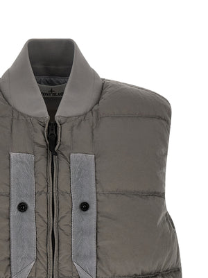 Stone Island Graue ärmellose Jacke aus Polyamid