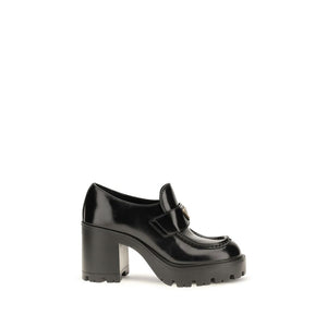 Prada Schwarze Bos Taurus Kalbsleder Plateau-Loafer