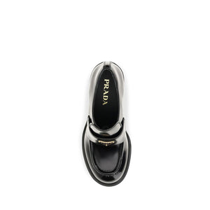 Prada Schwarze Bos Taurus Kalbsleder Plateau-Loafer