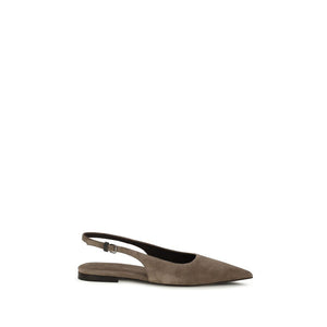 Brunello Cucinelli Braune Kalbsleder-Ballerinas Bos Taurus