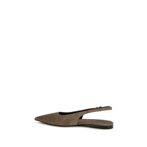 Brunello Cucinelli Braune Kalbsleder-Ballerinas Bos Taurus