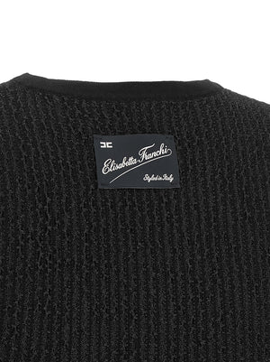 Elisabetta Franchi Schwarzes ärmelloses T-Shirt aus Viskose