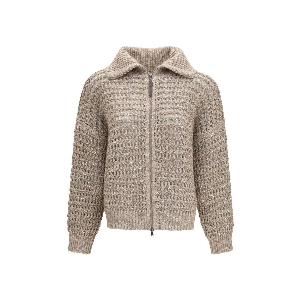 Brunello Cucinelli Grauer Kaschmir-Strickjacke