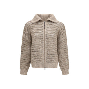 Brunello Cucinelli Grauer Kaschmir-Strickjacke