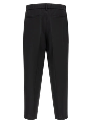 Jil Sander Schwarze Cropped Hose aus Schurwolle