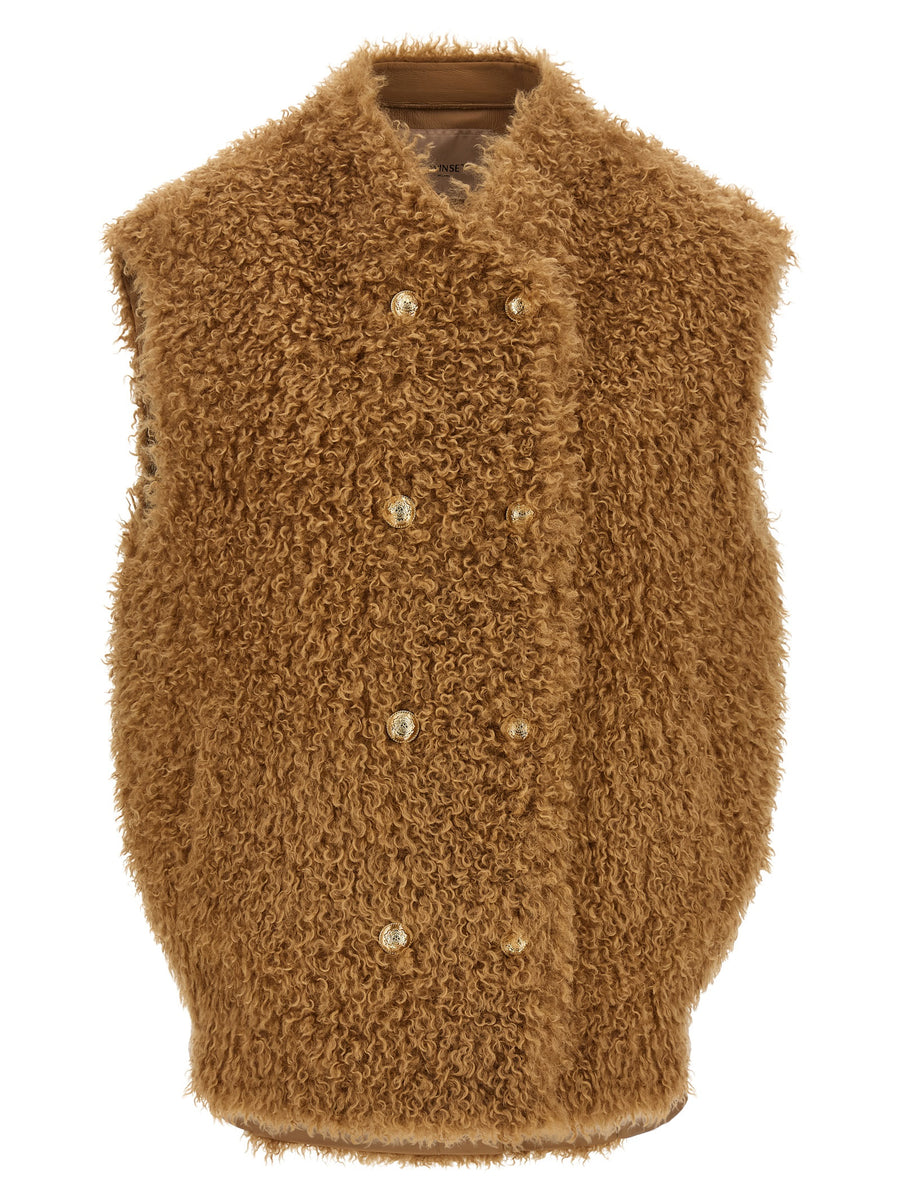 Twinset Braune ärmellose Jacke aus Polyester