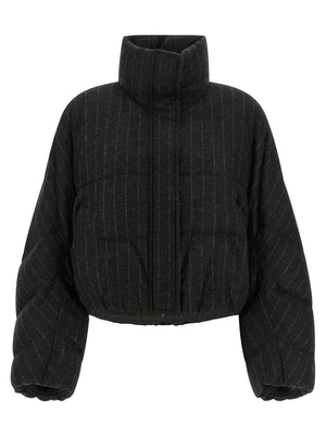 Brunello Cucinelli Grauer Virgin Wool Maxikleid