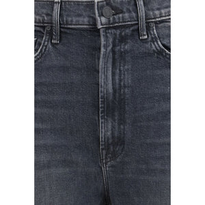 Mother Denim Schwarze Cropped Jeans aus Baumwolle
