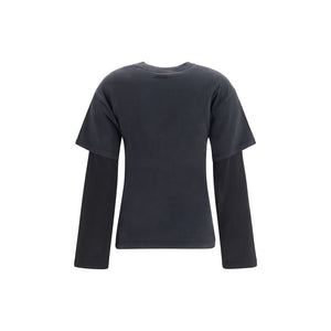 Courrèges Schwarzes Baumwoll-T-Shirt