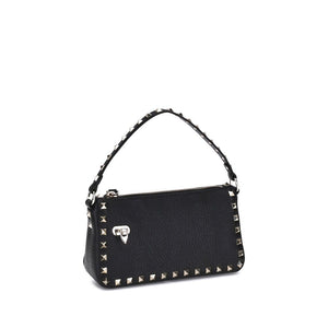 Valentino Garavani Schwarze Bos Taurus Kalbsleder Schultertasche