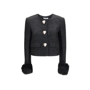 Self-Portrait Schwarze Polyester-Jacke