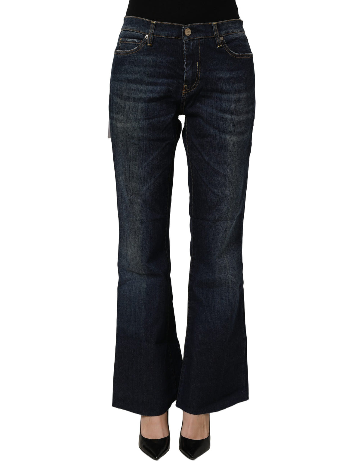 Two women in the world Dunkelblaue, gewaschene Mid-Waist Schlagjeans für den Alltag