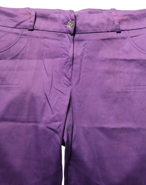 Violet Cotton Stretch High Waist Cropped Trouser Pants