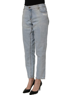 Dondup Hellblaue High-Waist Tapered Jeans aus Baumwoll-Stretch