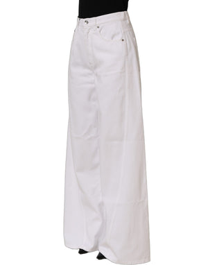 Dolce & Gabbana Weiße Stretch-Jeans mit weitem Bein aus Baumwolle