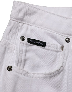 Dolce & Gabbana Weiße Stretch-Jeans mit weitem Bein aus Baumwolle