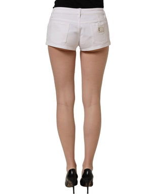 Dolce & Gabbana Weiße Low-Rise-Denim-Hotpants aus Baumwolle