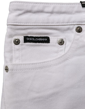 Dolce & Gabbana Weiße Low-Rise-Denim-Hotpants aus Baumwolle