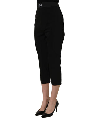 Dolce & Gabbana Schwarze Capri-Hose aus Viskose mit hoher Taille