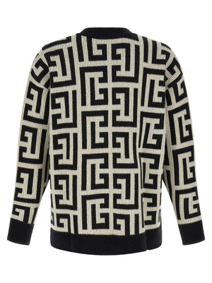 Balmain Zweifarbige Merinowoll-Strickjacke