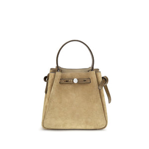 Tory Burch Beige Wildleder-Ledertasche im Bucket-Stil