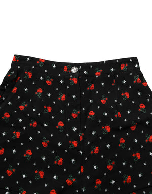 Dolce & Gabbana Schwarze Damen-Hotpants mit Blumenmuster und hohem Bund