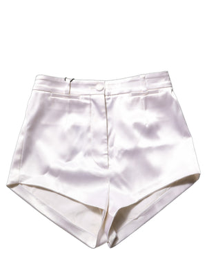 Dolce & Gabbana Weiße Satin-Hotpants mit hohem Bund für Damen