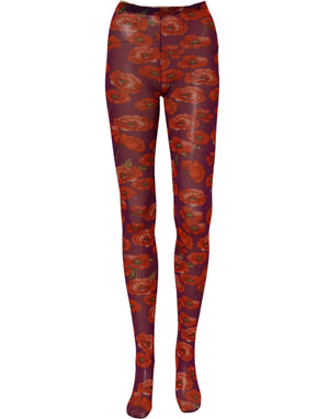 Dolce & Gabbana Lila Nylon-Strumpfhose mit Blumenprint