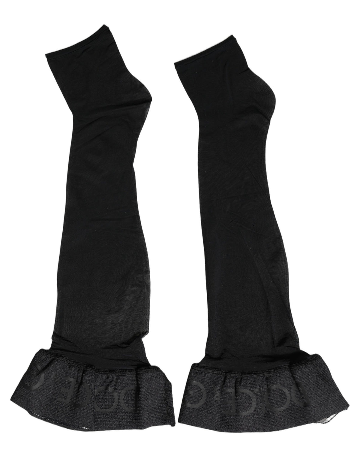 Dolce & Gabbana Schwarze Kniestrumpfhose aus Nylon mit Logo für Damen