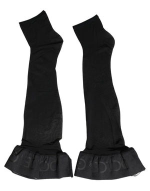 Dolce & Gabbana Schwarze Kniestrumpfhose aus Nylon mit Logo für Damen