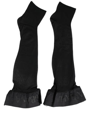 Dolce & Gabbana Schwarze Kniestrumpfhose aus Nylon mit Logo für Damen